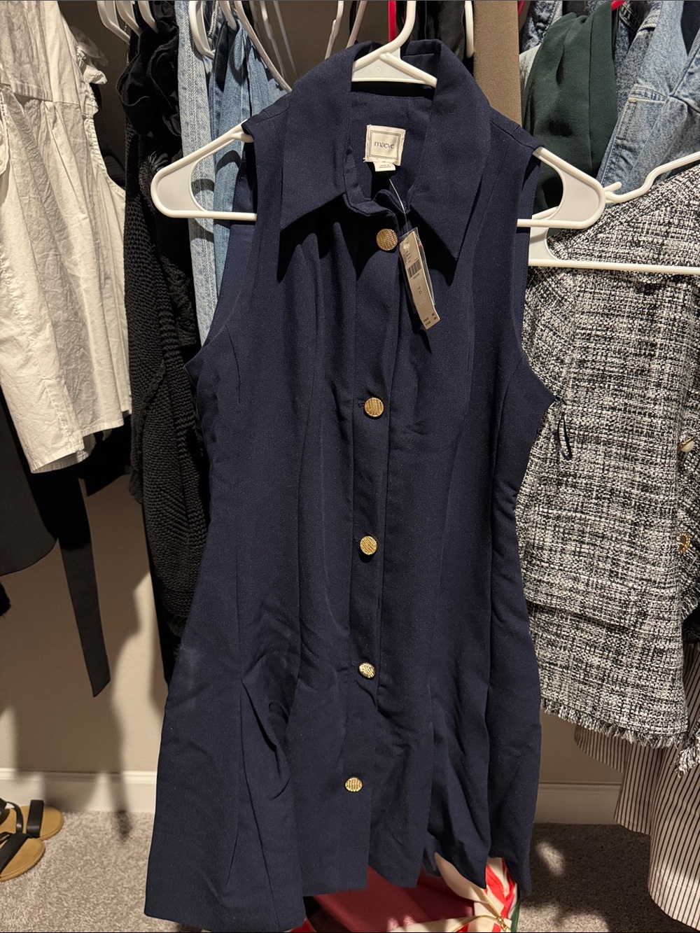 Maeve Navy Sleeveless Button-Front Mini Dress - Picture 5 of 6
